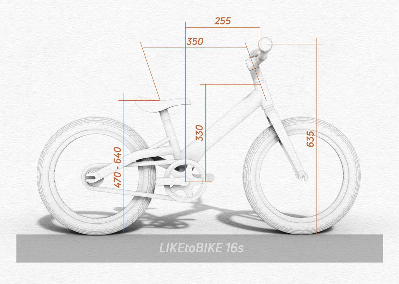 LIKEtoBIKE 16s Abmessungen LIKEtoBIKE 16s Abmessungen