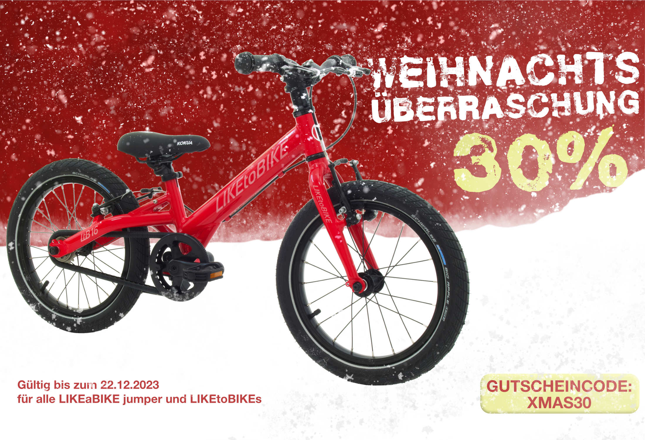 Weihnachtsaktion LIKEtoBIKE 16s 30% Rabatt